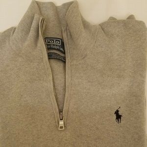 Polo Ralph Lauren 1/4 Zip Sweater Grey Size XL